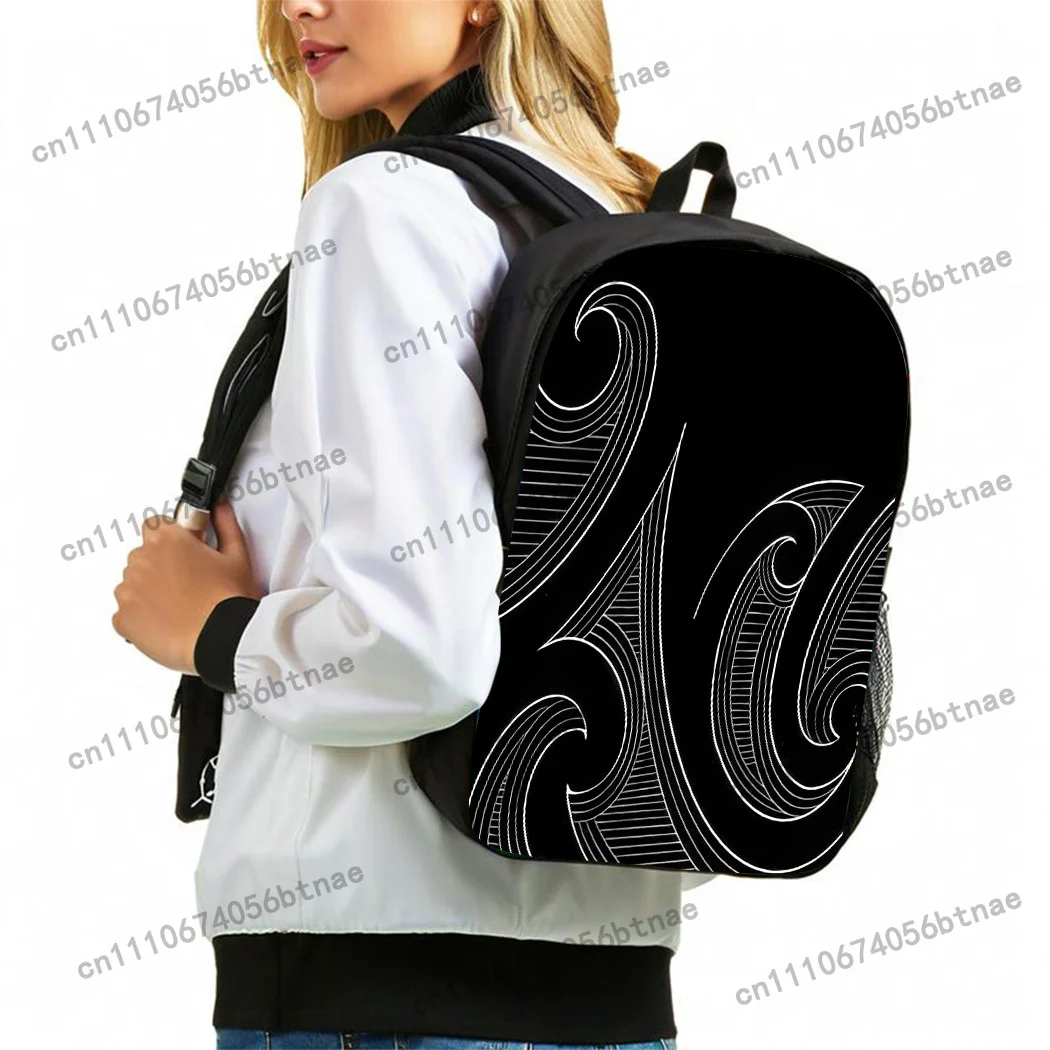 Travel Commuting Holiday Gift 3pcs New Zealand Maori Style Trendy Backpack Collection Featuring Adjustable Shoulder Straps, Poly
