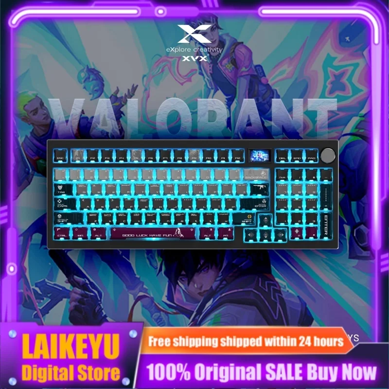 XVX Valorant Theme Keycap 125 Keys Mechanical Keyboard OEM PBT+PC Custom Keycap Positive Engraving Characters Translucent Fog