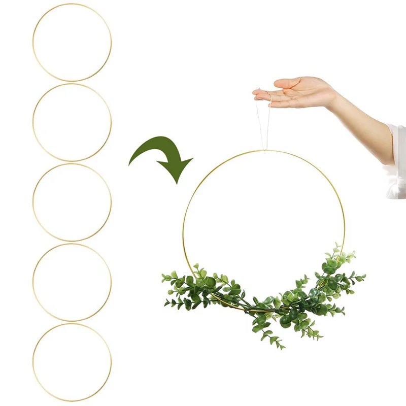 AA49 15 حزمة 14 بوصة معدنية كبيرة الأزهار هوب إكليل مكرامية حلقات طارة ذهبية لديي إكليل ديكور
