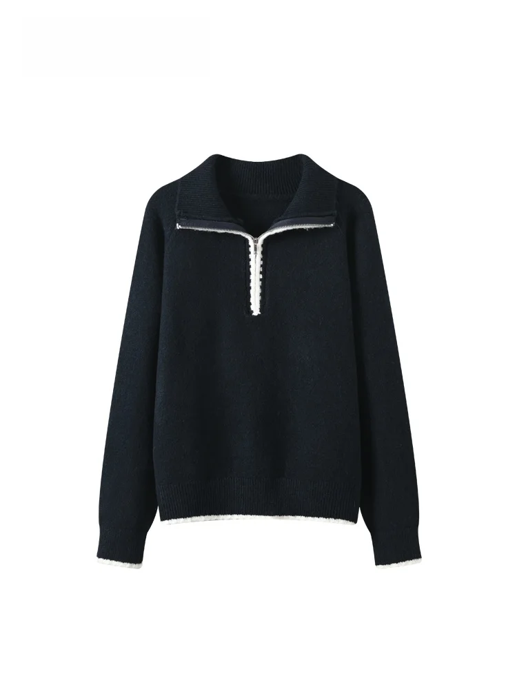 

Женский свитер больших размеров с длинными рукавами, повседневный, утепленный, из смесовой шерсти, модный, для ранней весны, топ больших размеров