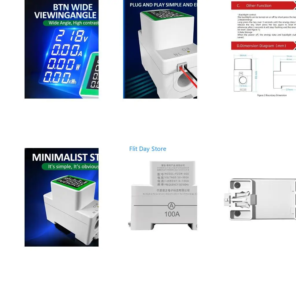 F92C Amp Power Factor for Time Energy Current Montior Din Wattmeter