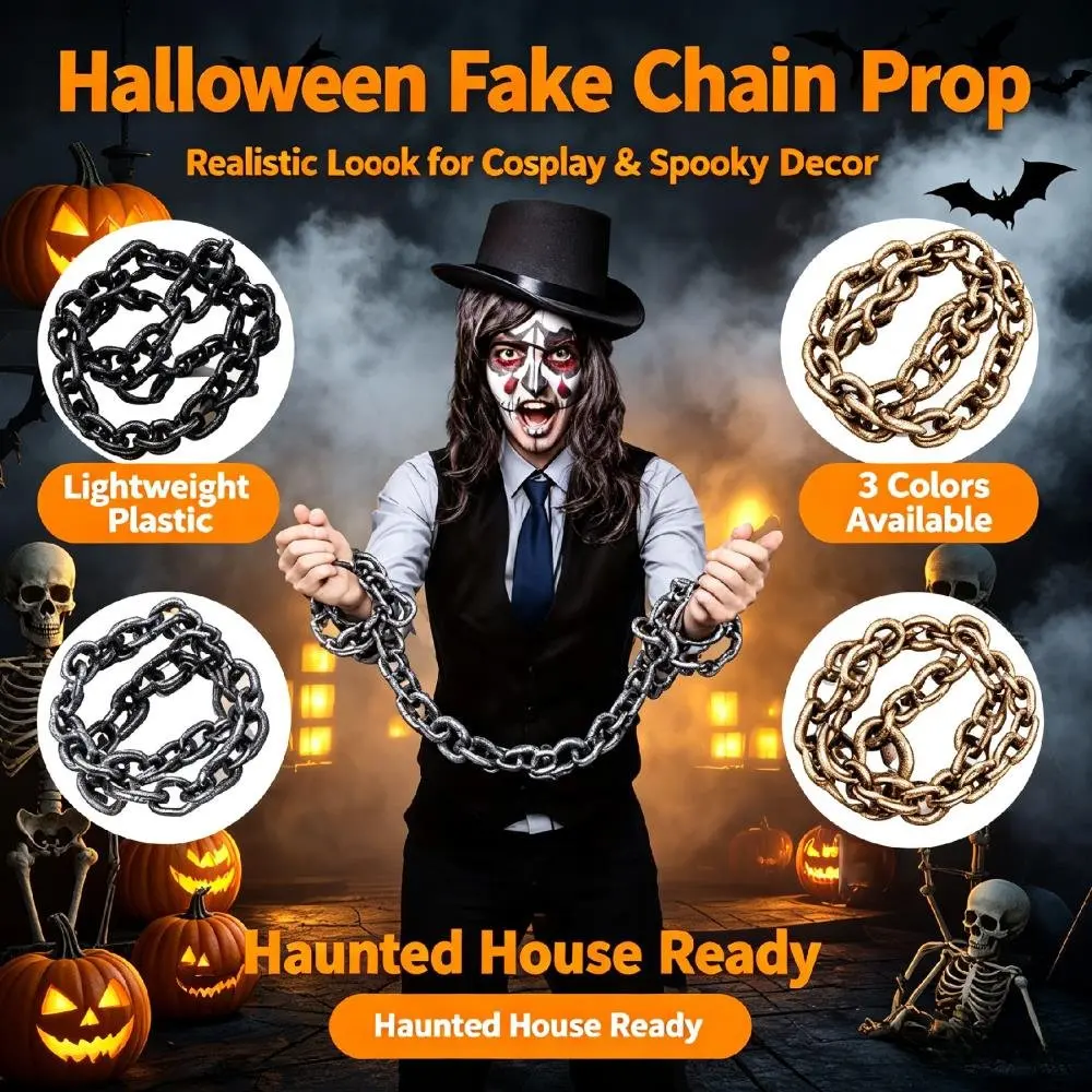 1.5M Halloween Simulation Chain Party Layout Decor Plastic Barrier Chain Halloween Performance Stage Props Costume Accessory