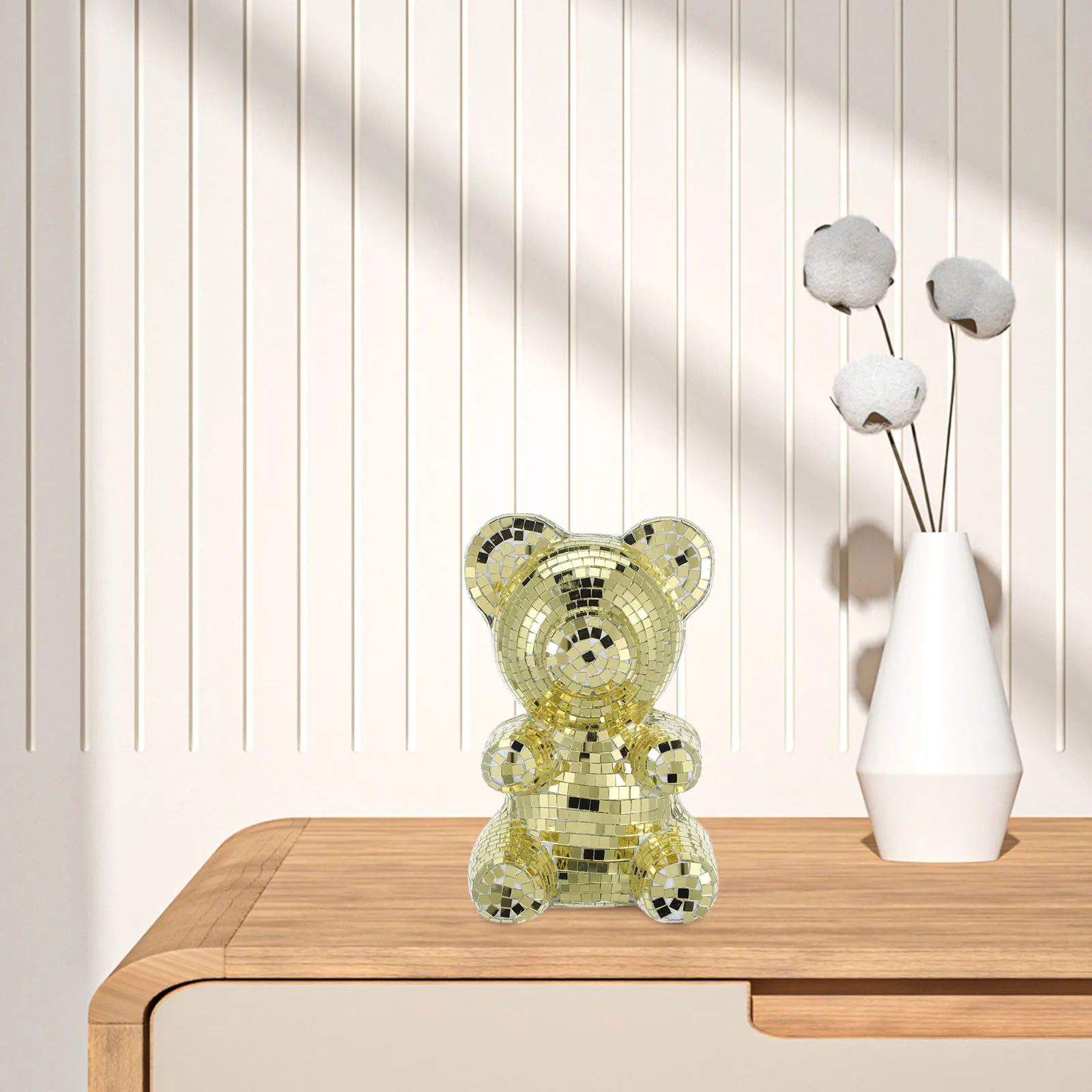 

Mirror Bear naments Disco Ball Iridescent Decoration Reflective Animal Decorations Bedroom Statue Home Party Wedding Photo Props