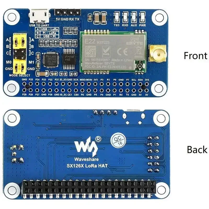 Waveshare IOT SX1262 LoRa HAT 868MHz 915MHz Long Distance Anti-interference Expansion Board UART for Raspberry Pi Smart Home