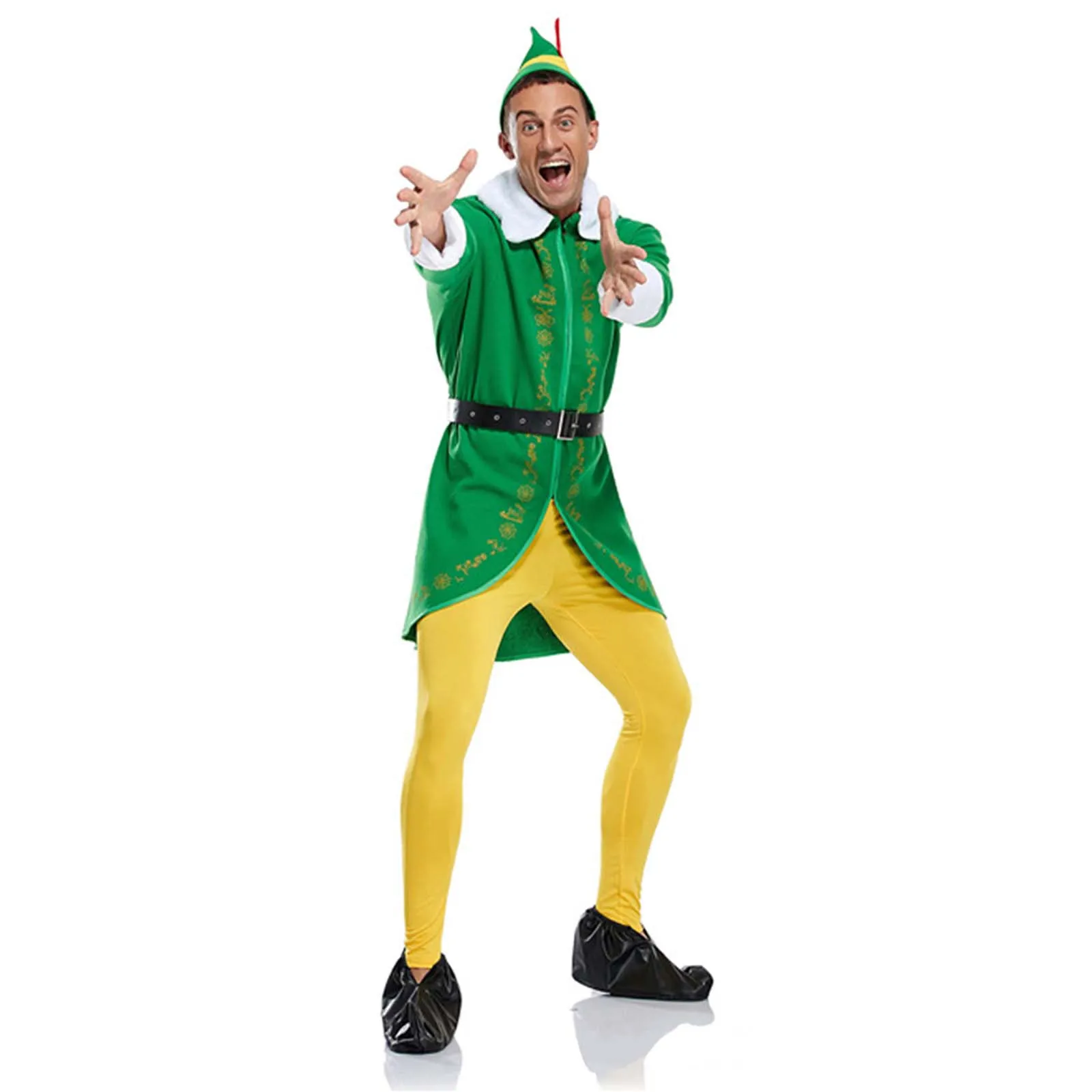 

Man Christmas Buddy Elf Cosplay Costume Santa Claus Green Suit Elf Jovie Christmas Outfit Pink Dress Durable New Year Clothes