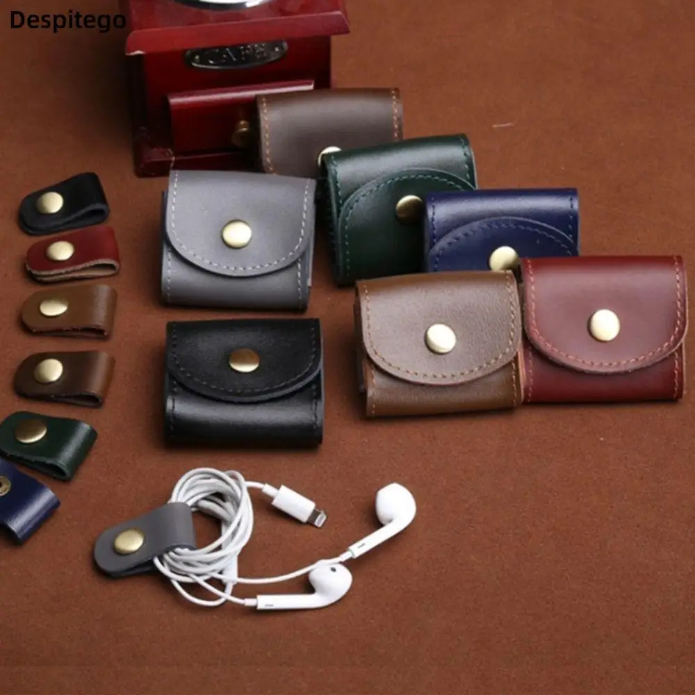 

Vintage Mini Coin Purse Headphone Bag Portable Data Cable Storage Box Case Key Holder Men Women Leather Wallet Storage Bag