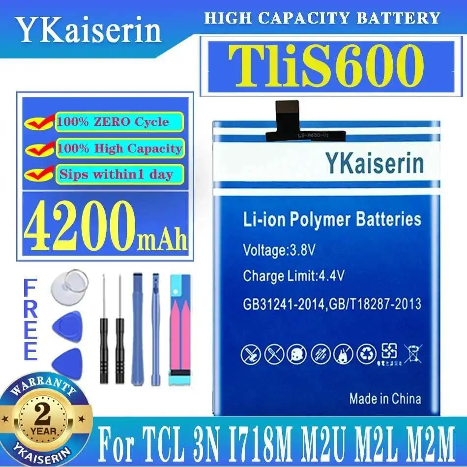 

Аккумулятор мобильного телефона Tlis600, металлическая версия для Tcl 3N I718M M2U M2L M2M 4200 мАч, экологически чистый, безопасный