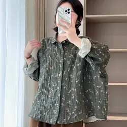 Mori Girls Autumn Spring Japan Style 100% Cotton Yarn Printed Shirts and Blouses Plus Size Fine Elegant Blouses Women Outerwear