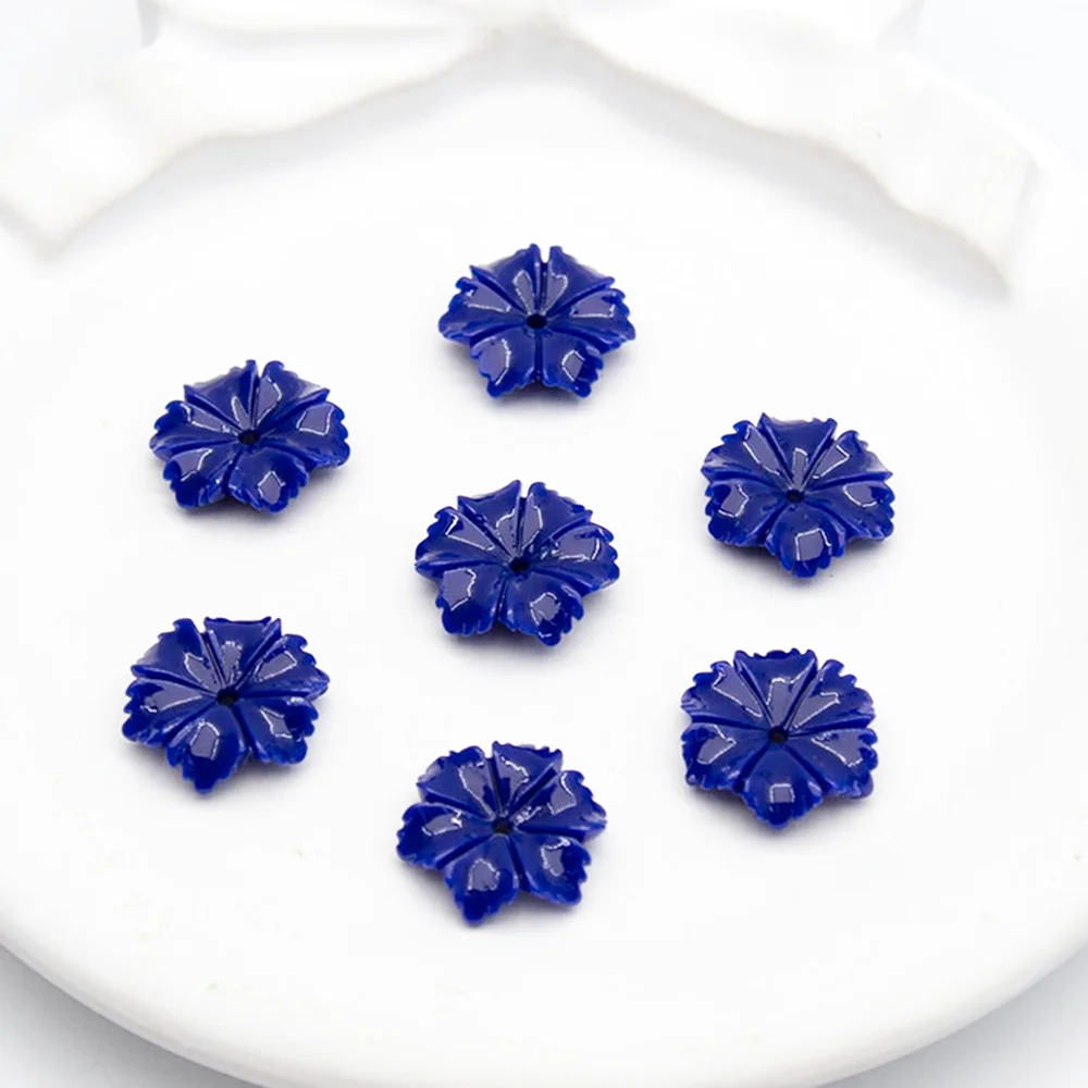 10 قطعة/الحزمة 12 مللي متر زهرة على شكل نقش الراتنج اليدوية تقليد المرجان الخرز 4 ألوان مجوهرات لصنع قلادة أقراط #5