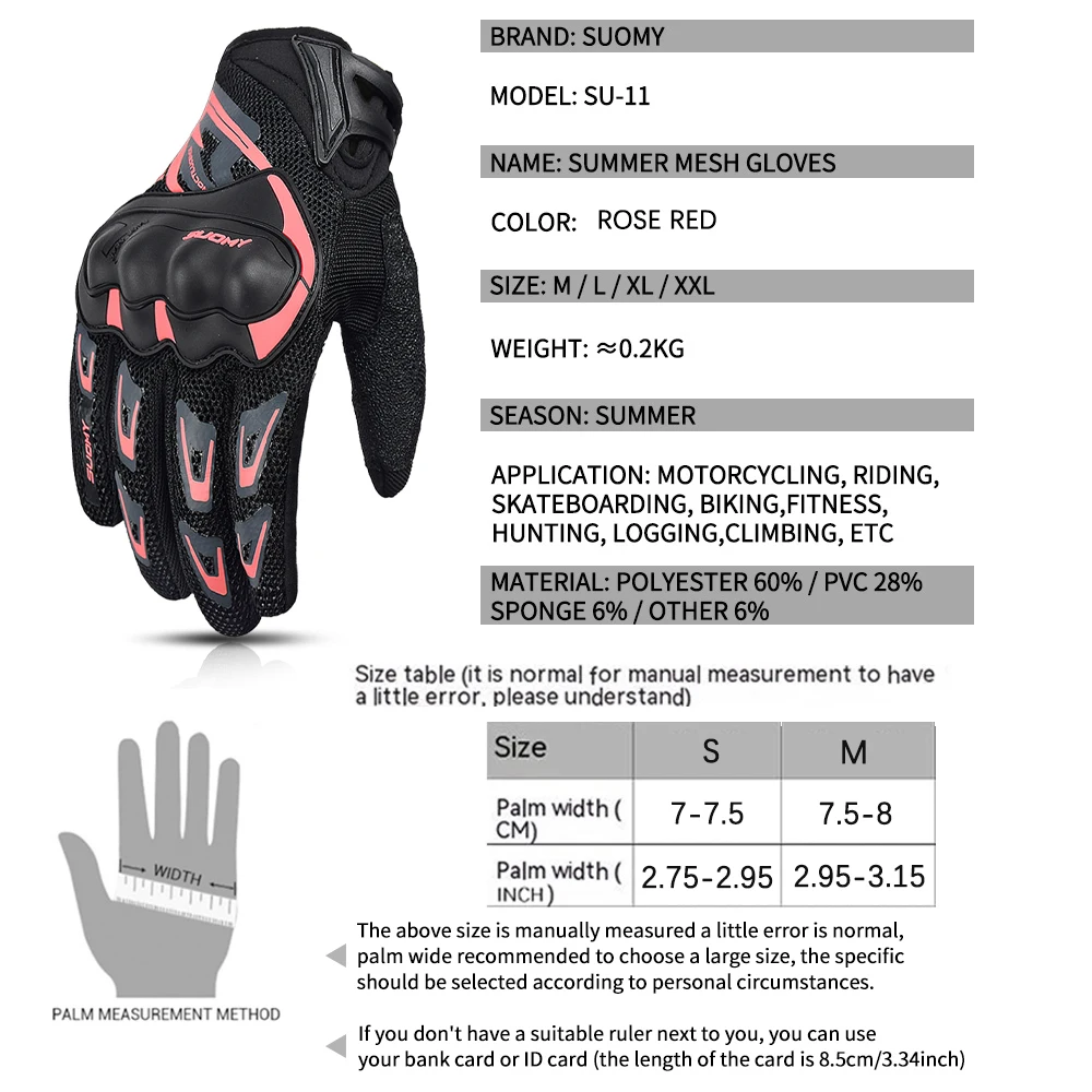 Summer Motorcycle Gloves Man Touchscreen Motocross Gloves Hard Shell Protective Motorbike Gloves Lady Pink Women Breathable Mesh