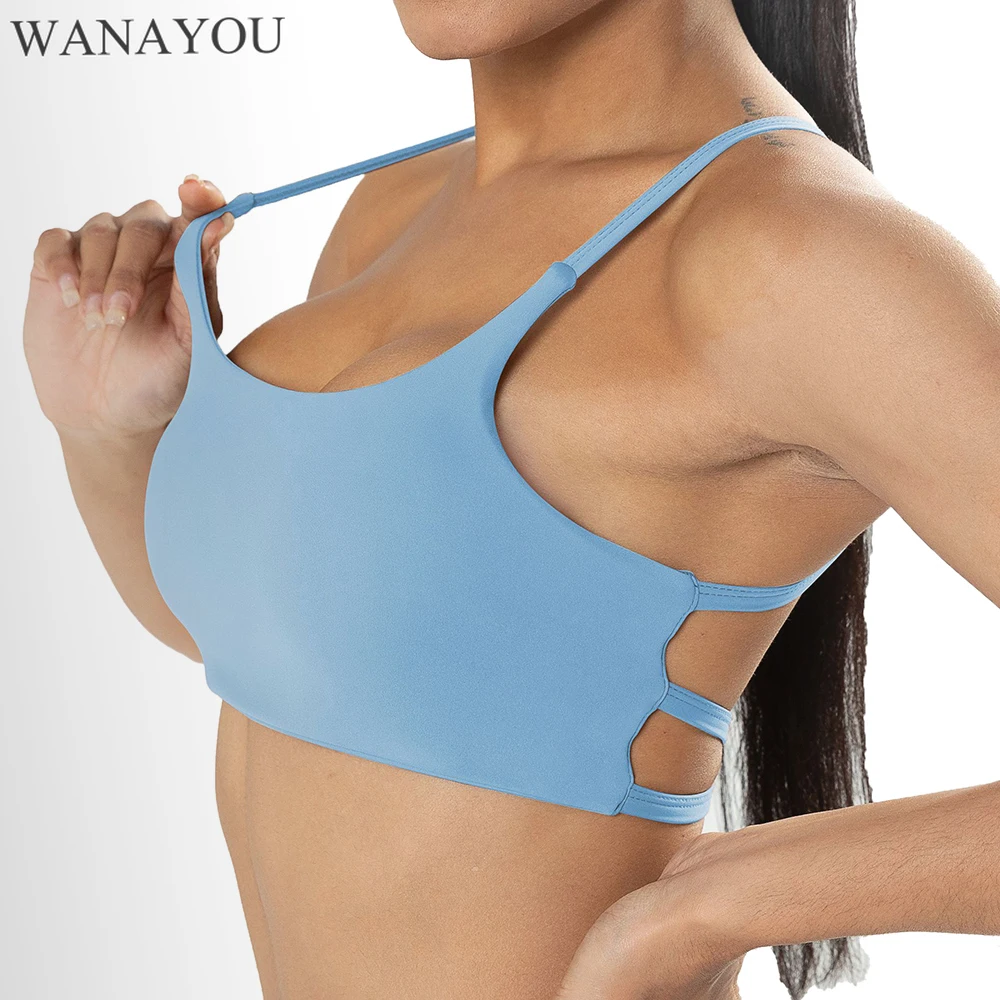 

WANAYOU Sexy Cross Back Sports Bras, Thin Straps Women Yoga Bra, Gym Fitness Crop Tops, Shockproof Workout Running Bra