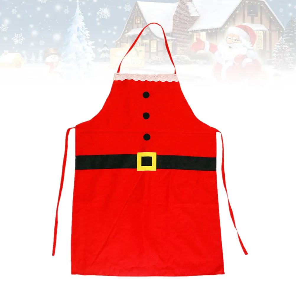Christmas Decorative Apron Red for Adults Festive Kitchen Waiter Waitress Apron Cosplay Party Photo Prop Holiday Decoration Gift