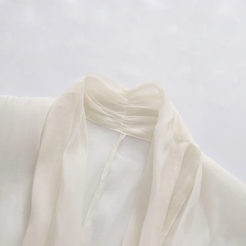 2026 Neuer Sanfter und Süßer Stil Langes Kleid mit Tiefem V-Ausschnitt, Laternenärmeln, Überkreuzter Taille und Vollem Rock Vestidos De Mujer – Detail 10