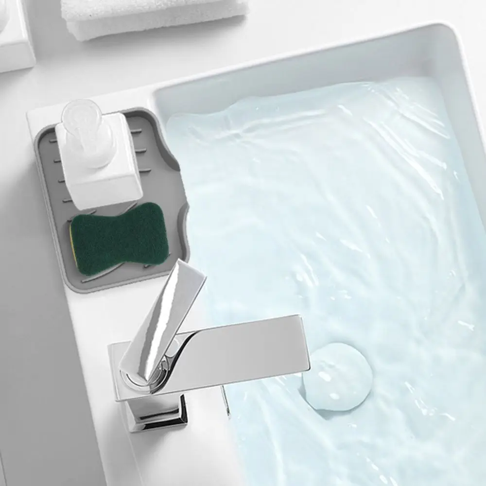Draining With Built-in Drain Lip Brush Sponge Bottles Organizer Sink Tray Soap Dish Washstand Shelf Soap Storage Holder