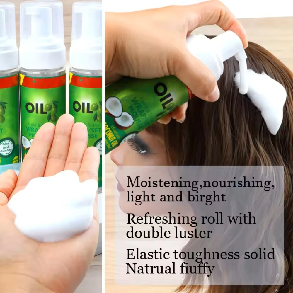 

100Ml/PC Olive Oil Hold & Shine Wrap/Set Mousse Soft Curly Hair Mousse Wavy Braids Hair Wrapping Foam Good Smell