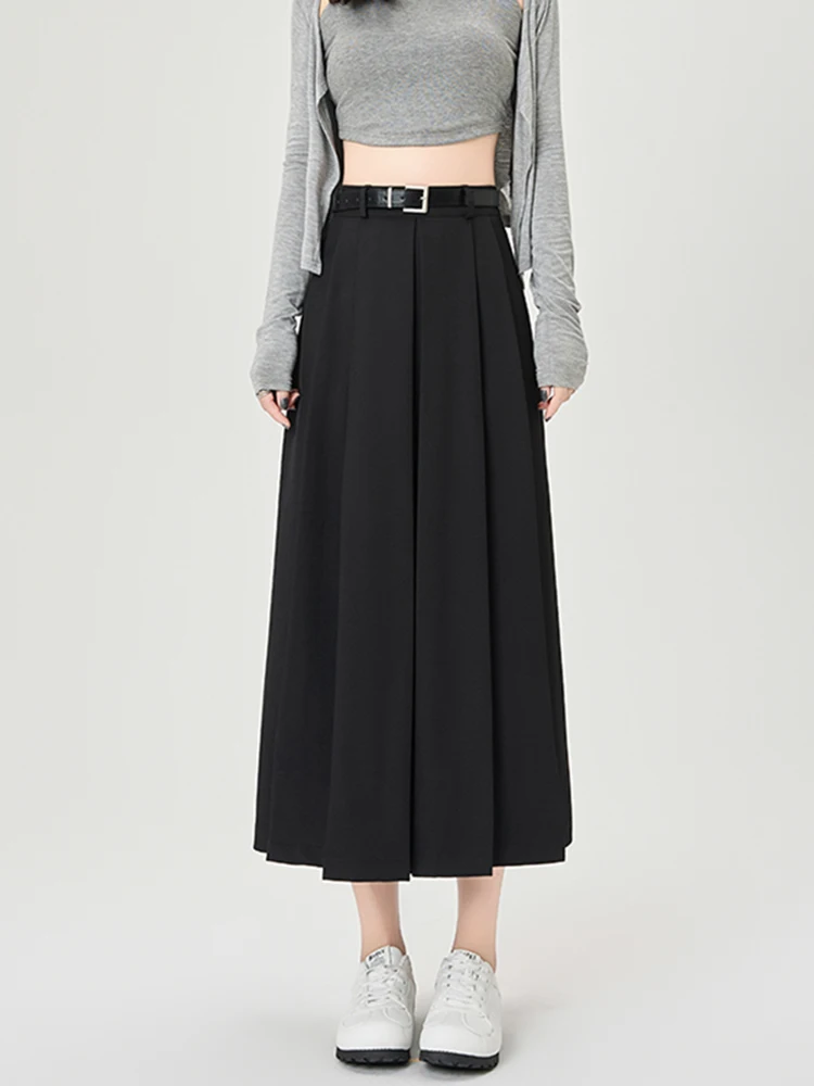 

Юбка миди А-силуэта с высокой талией, стройнящая фигуру, новая коллекция весна 2026, высококачественная плиссированная юбка для женщин