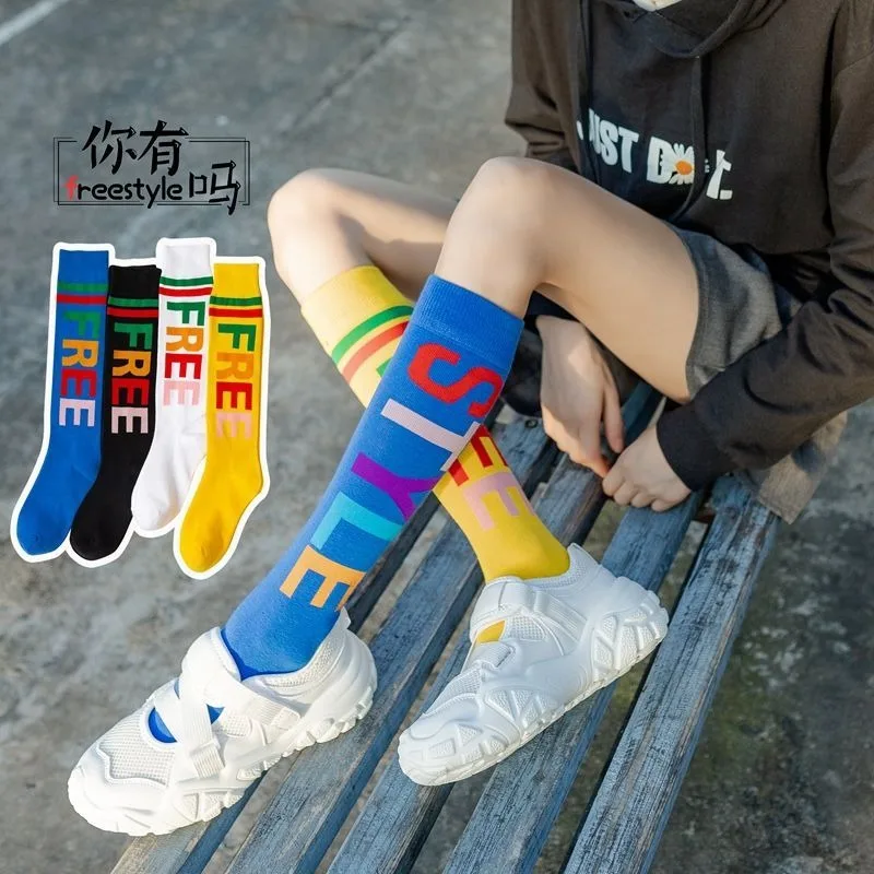 Women's Street style Sock Korean Long Calf Fashion Letter Sock Classic Socks Comfortable Women High Tube Sock Students Girl Gift