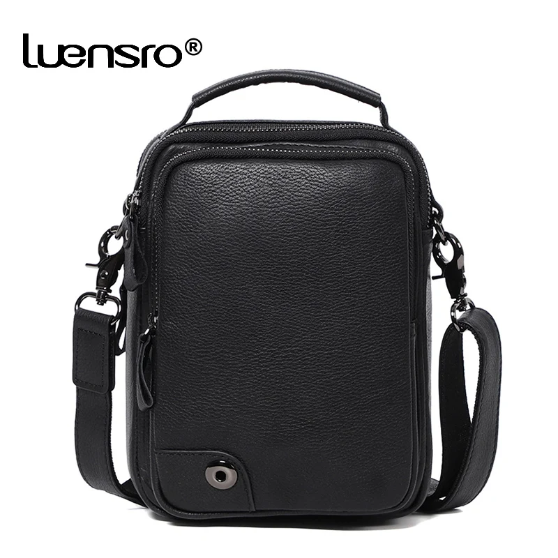 Real Genuine Leather Men Shoulder Bags Fashion Man Messenger Bag Small Crossbody Bag Male Business Mini Handbag Phone Bag Flap