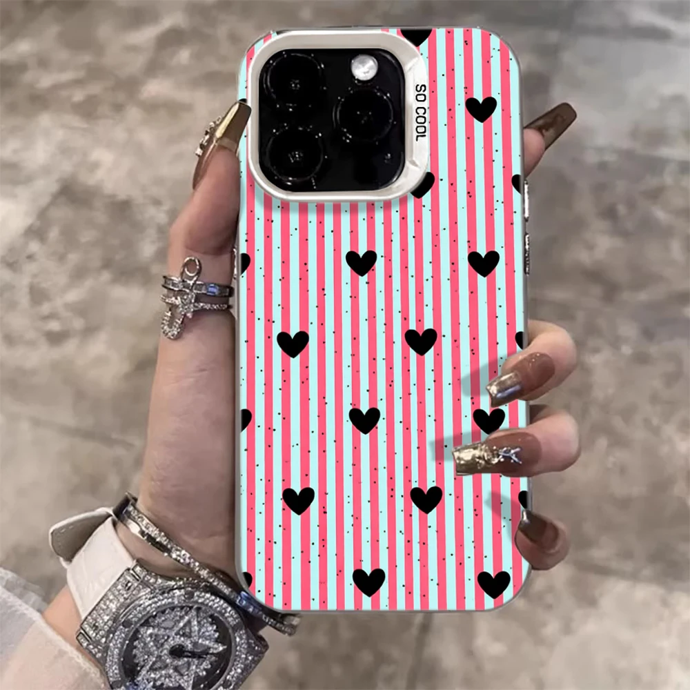 Für iPhone 17 15 16 14 Pro Max Hülle Plus Minimalistische Streifen-Herzen-Abdeckung Für iPhone 13 11 12 ProMax XS XR XS 7 8 Plus 16E Hüllen – Detail 3