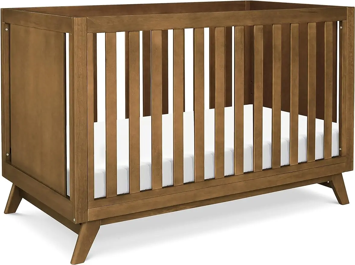 

Otto 3-in-1 Convertible Baby Crib in Walnut / White, Greenguard Gold Certified,4 Adjustable Mattress Positions