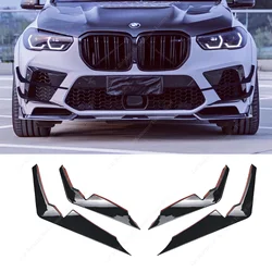 Front Bumper Canards For BMW X5M F95 4.4T V8 X5M Competition 2020-2023 Pre-Lci Front Aero Flicks Blade Foglamp Grille Trim
