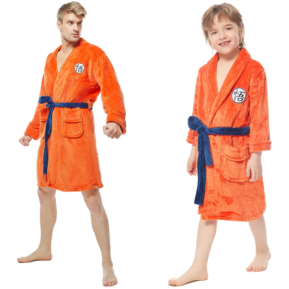 Zacht Kind Volwassen Goku Cosplay Badjas Anime Super Held Disfraz Kostuum Warme Volwassen Jongens Flanellen Pyjama Kimono Home Fancy Wear