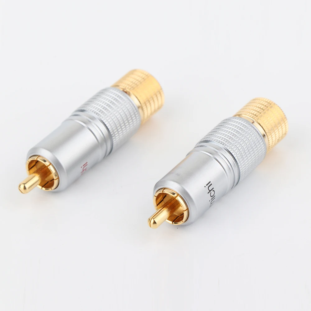 8 Pcs Nakamichi OFC conductor RCA Plug10mm aperture Audio Cable Connector 24K Glod Plated+ Shipping Free +100% New