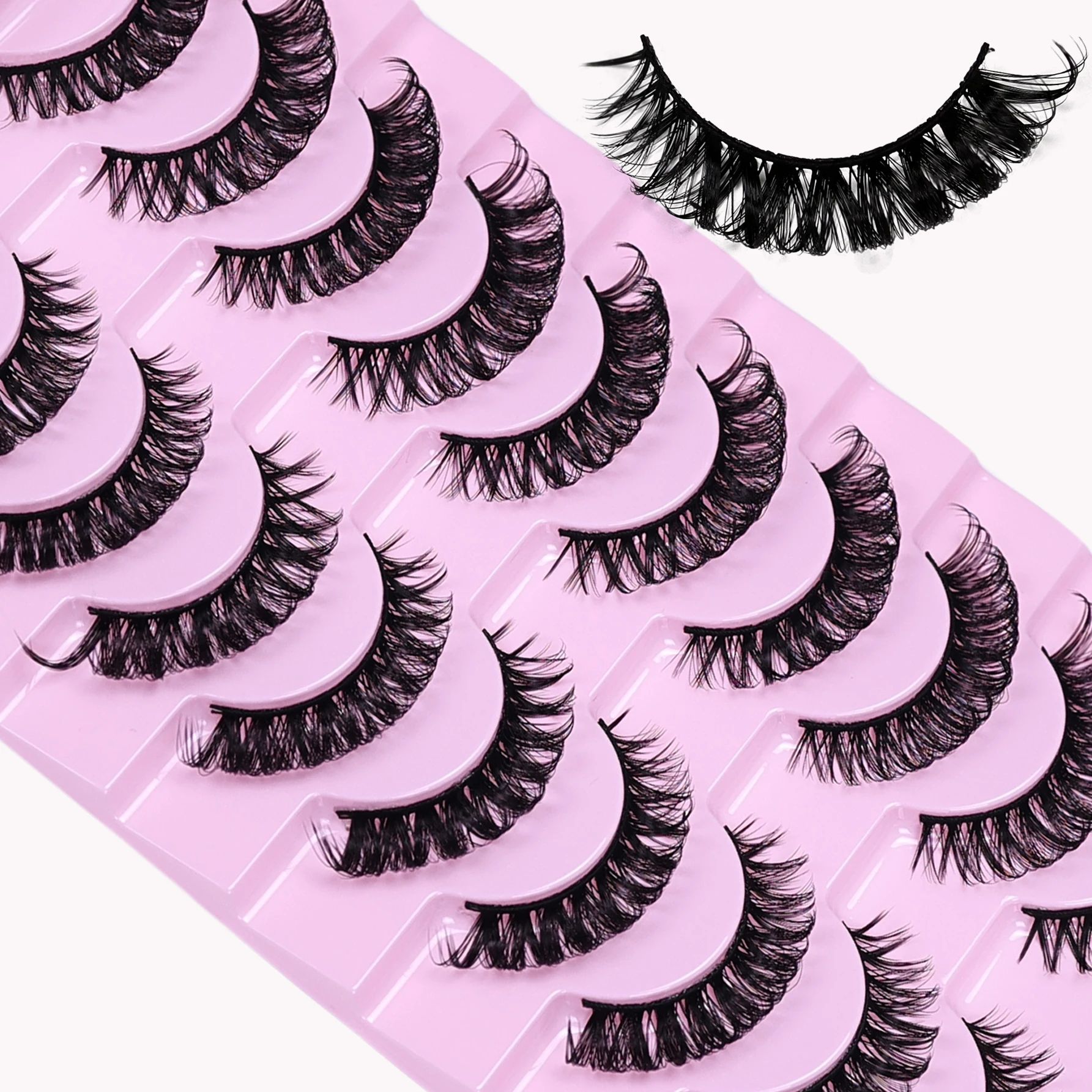 30Piars/50Pairs D حليقة الروسية قطاع جلدة رقيق حجم الرموش الصناعية D حليقة دراماتيكية القط رموش يشكلون رموش اصطناعية