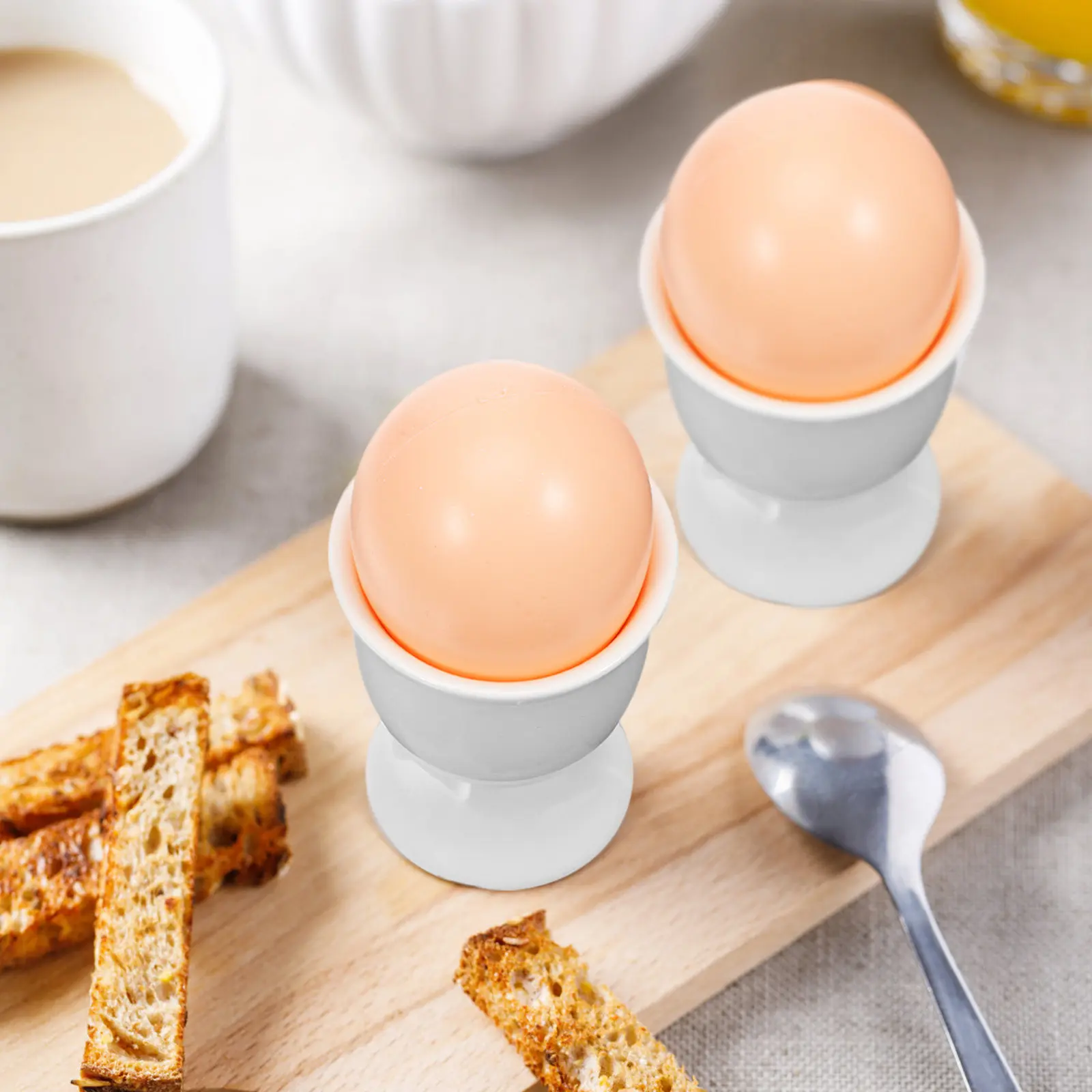

4Pcs Ceramic Egg Cups Stylish Boiled Egg Holders Secure Stand for Breakfast Kitchen Porcelain Holder Eggs Cup Holder