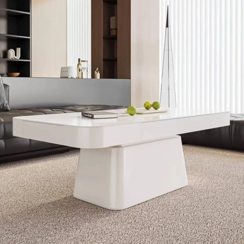 طاولات القهوة اليابانية البيج أنيقة كلاسيكية بيضاء طاولات القهوة لغرفة المعيشة الحديثة مصمم ميسا دي سنترو الأثاث للمنزل #3