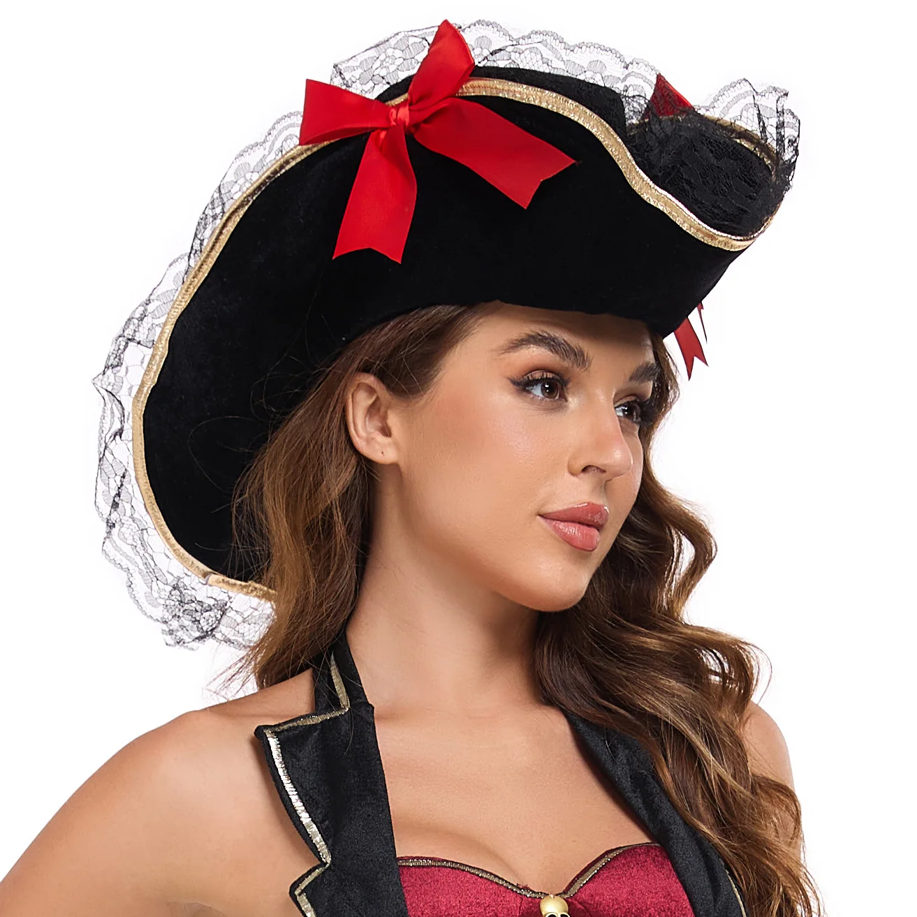 

Женская пиратская шляпа для косплея, капитан Джек, аксессуары для косплея, кепка на Хэллоуин, реквизит для выступления на сцене, вечерние головные уборы для взрослых