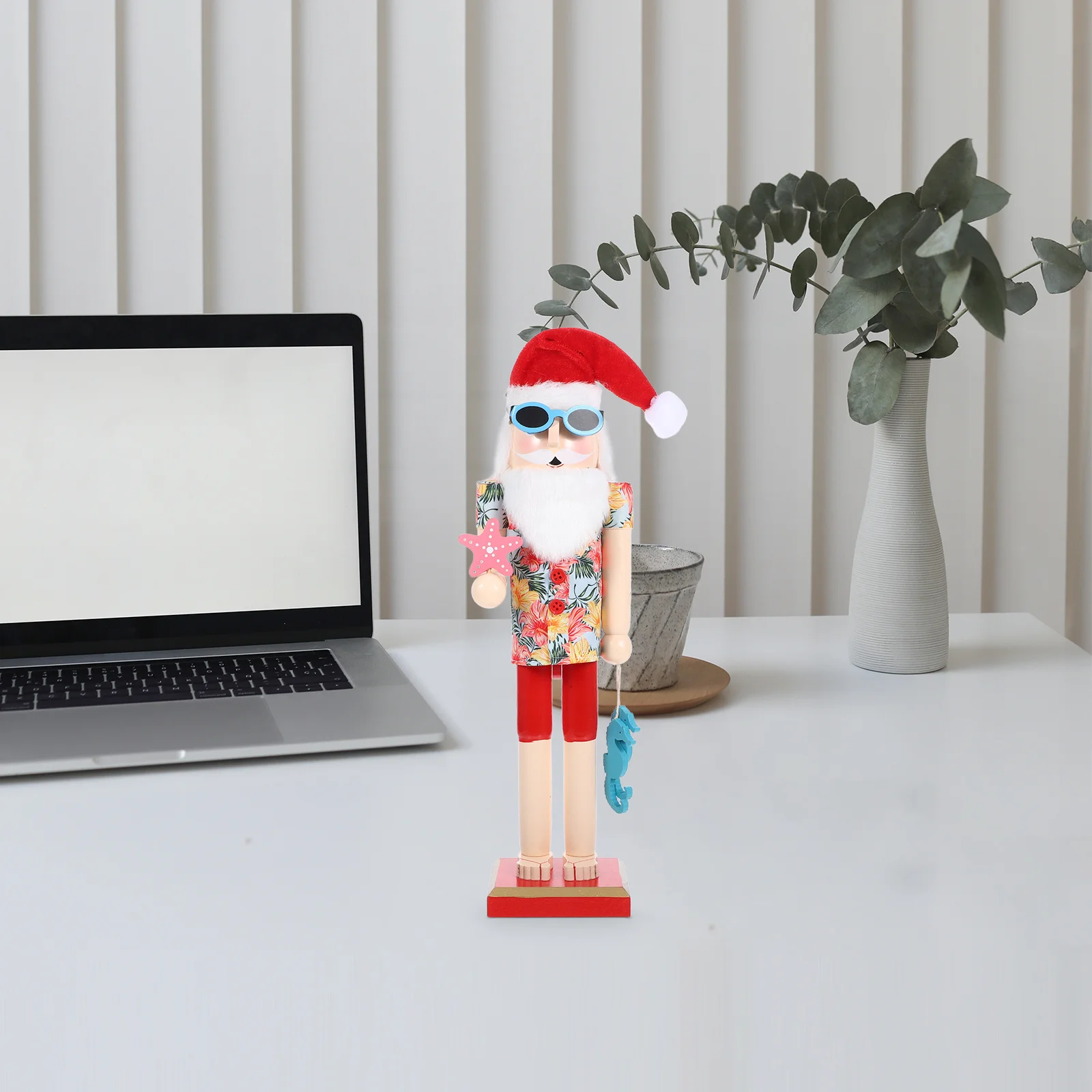 

Wooden Nutcracker Wood Desktop Nutcracker Santa Xmas Christmas Ornament Desktop Home Holiday Decoration Beach Theme