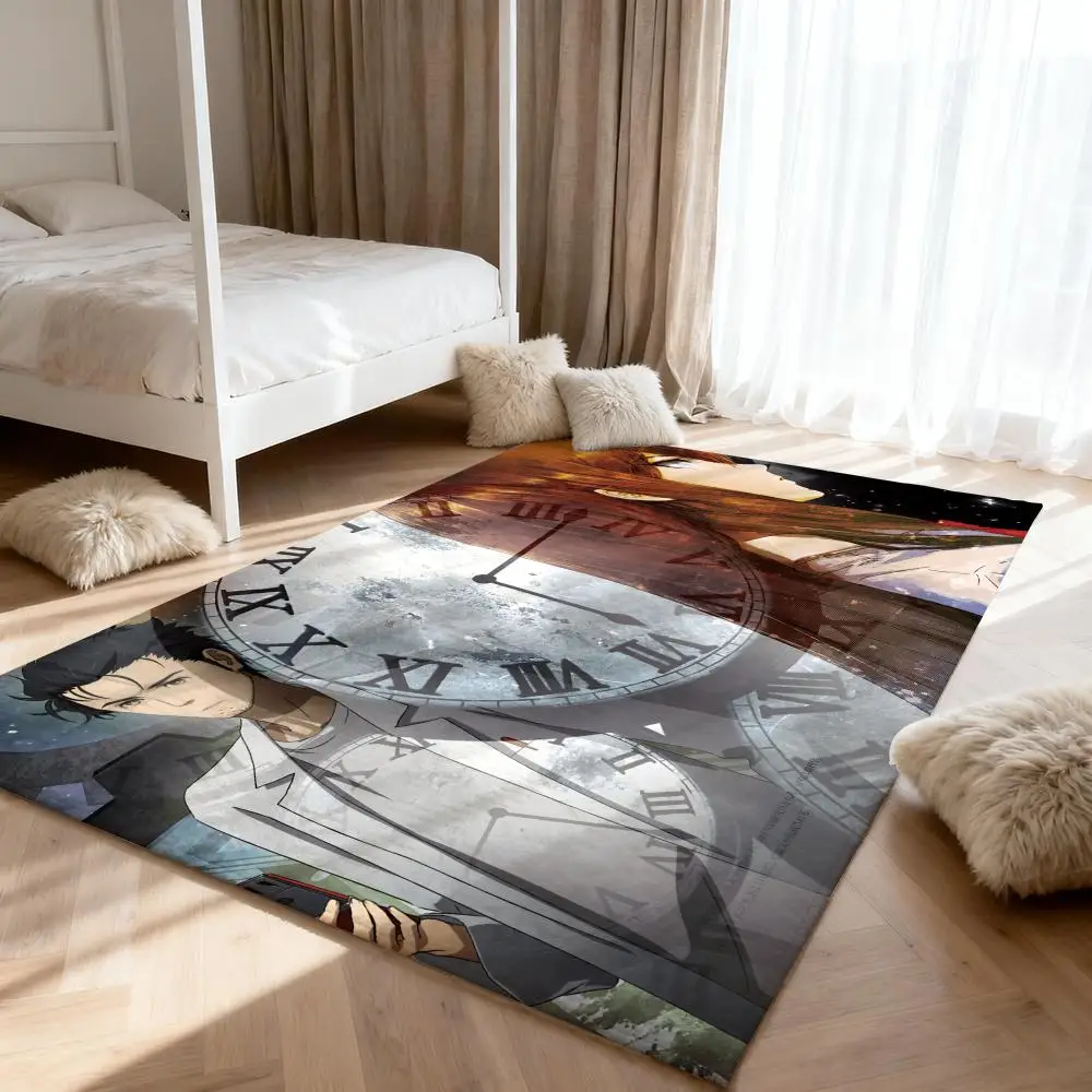 

s-Steins Gates cool anime Floor Mat Soft Thickened Absorbent Non-Slip Bedroom Living Room Door Mat Home Decor Flannel Rugs