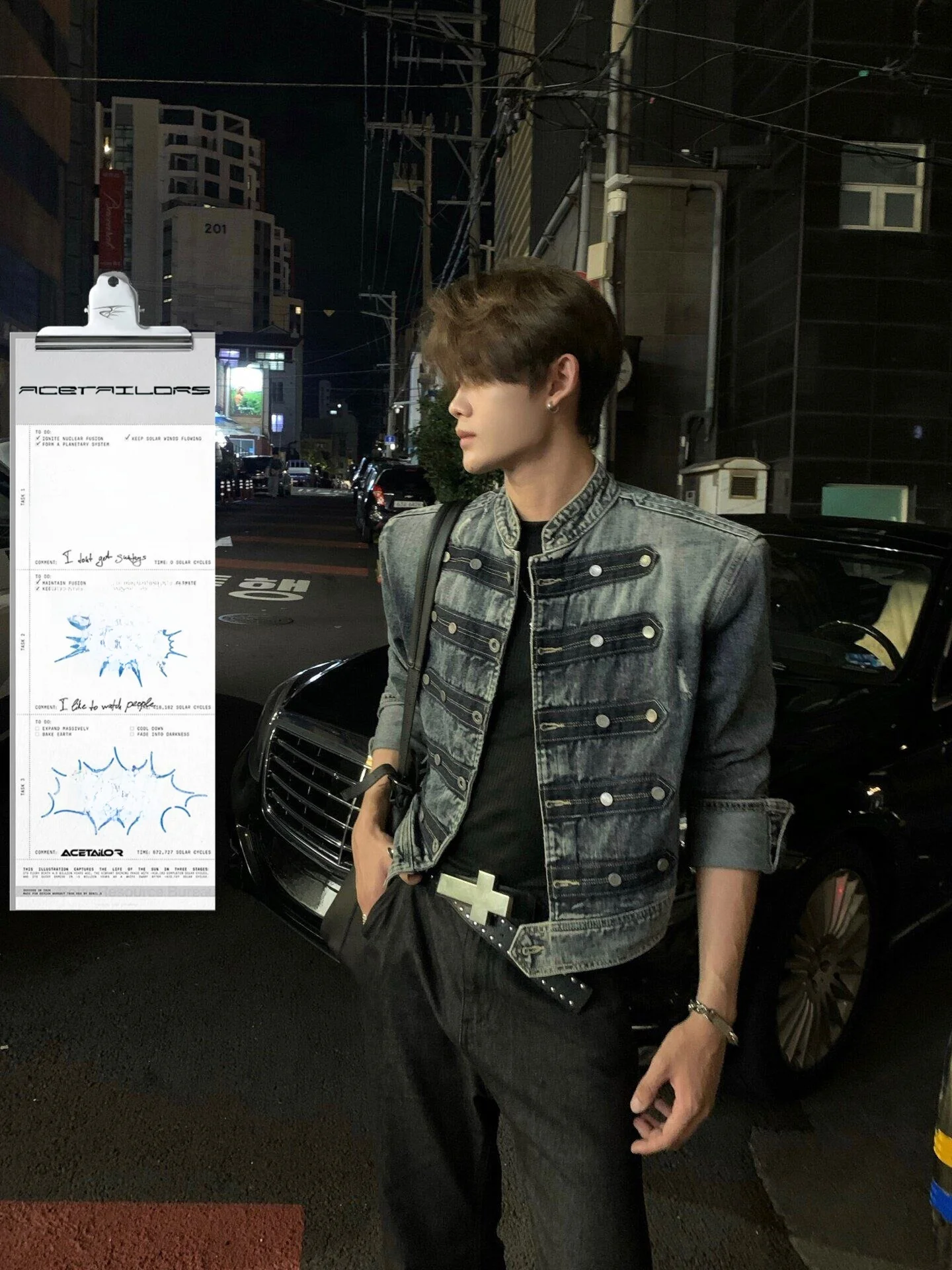 Aceh Vintage Napoleon Dragoon Men's Denim Jacket Washed Outdated Korean Street Style Short Outerwear Fashion Urban Dance