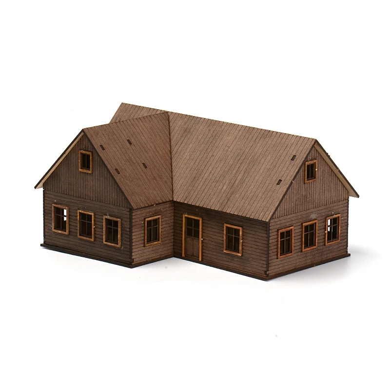 1/72 Oosterse Europese Herenhuis Gebouw Scène Houten Geassembleerde Modelversieringen Diy Handgemaakte Geschenken