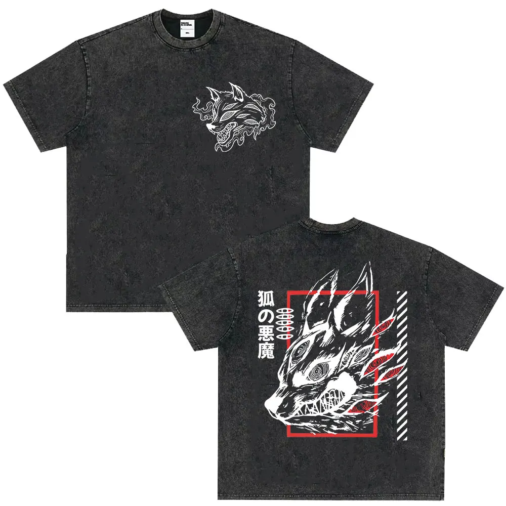 أنيمي بالمنشار رجل المستقبل الشيطان خمر غسلها تي شيرت للجنسين مانغا طباعة تي شيرتات قصيرة الاكمام الذكور القطن الخالص تيز الشارع الشهير #3