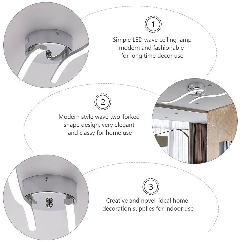 

1pc 12W Led Wave Ceiling Light Modern Chic Lamp For Bedroom Living Room Decorative Lighting Household Ceiling Lamp