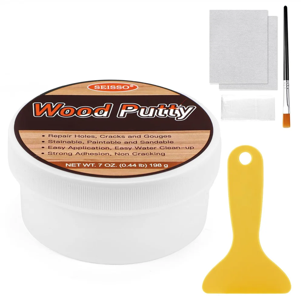 SEISSO Golden Oak Wood Putty Paintable Waterproof Stainable Wood Filler for Outdoor Furniture Repair Table Cabinet Floor Door