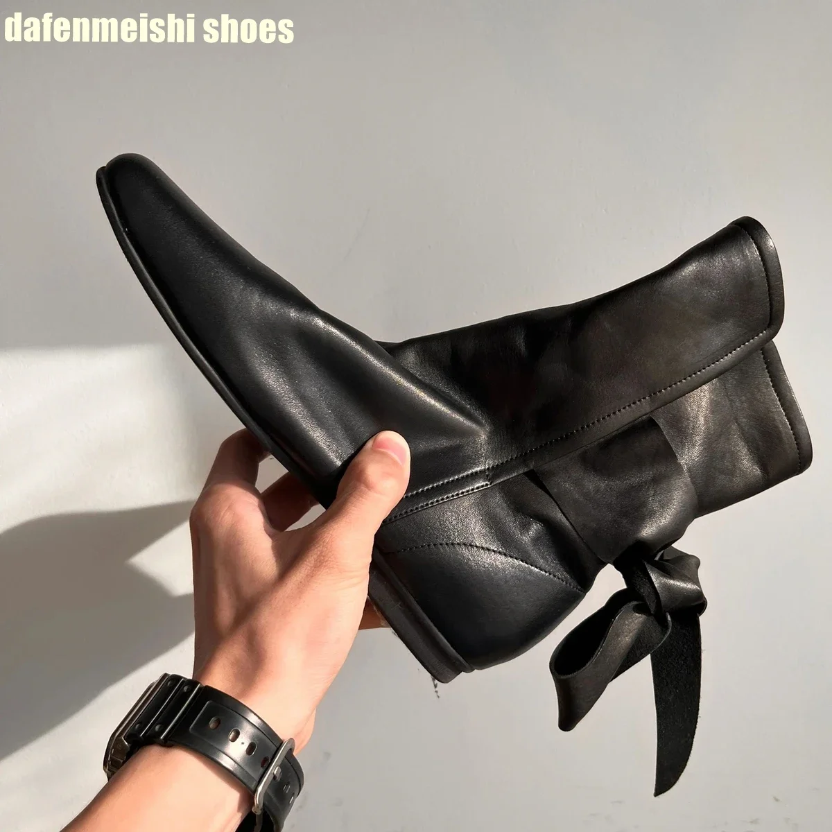 

2025 New Genuine Leather Chelsea Boots Women's Round Toe Bow Soft Leather Lace-Up Flat Boots Black/brown Western Cowboy Boots