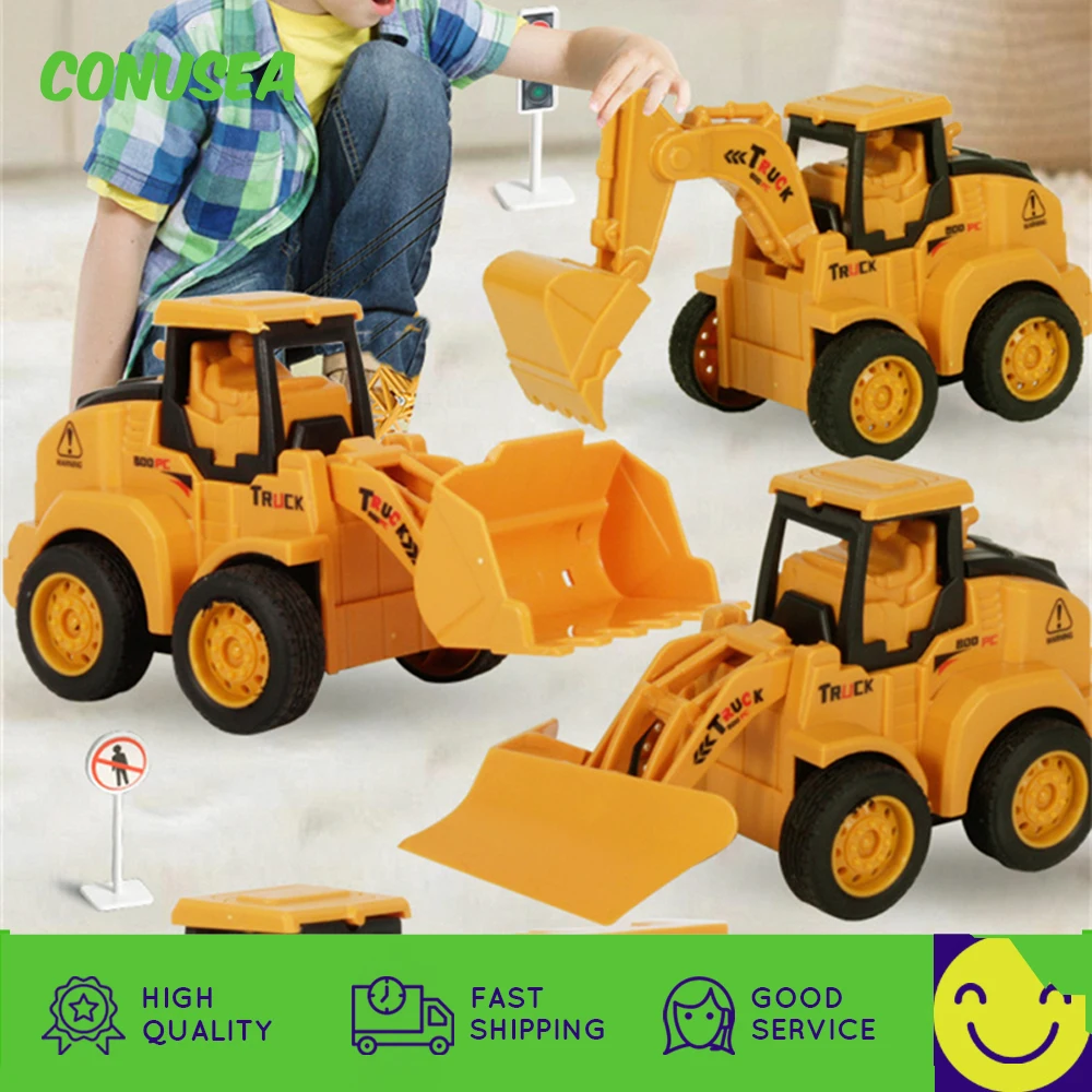 

Kids Model Car Excavator Press Sliding Construction Vehicle Children's Fun Multi-Style Inertial Toy Car Excavator Bulldozer Toy