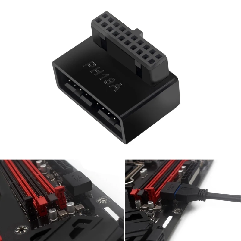 2024 New Computer Motherboard Header Adapter USB 3.0 19P/20P 90 Degree L Right Angle Desktop Converter Motherboard Converter