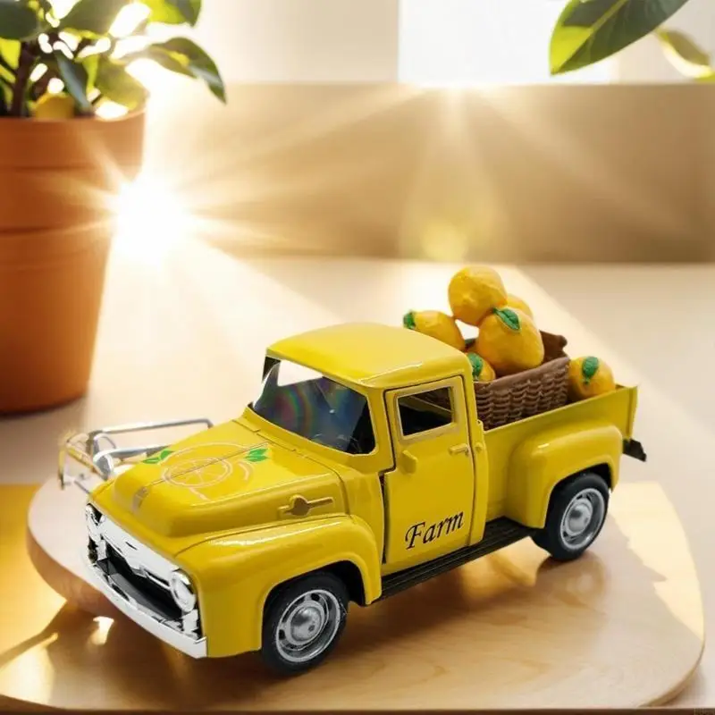Lemon Truck Ornament Alloy Miniature Vehicle Model Collectible For Home Styling 
