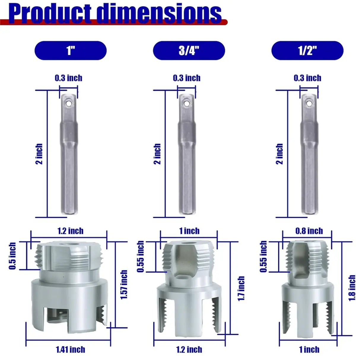 (A02R] 3 Pcs Internal & External Pipe Threading Tool, 1/2