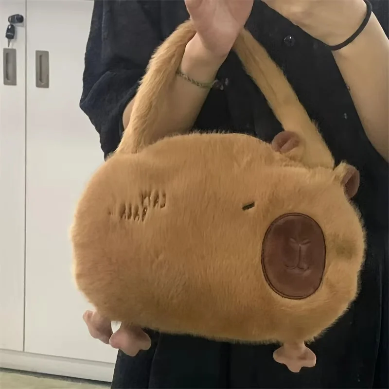 

Adorable Fuzzy Tote Bag, Warm Plush Shoulder Purse, Casual Daily Handbag with Cute Animal Design