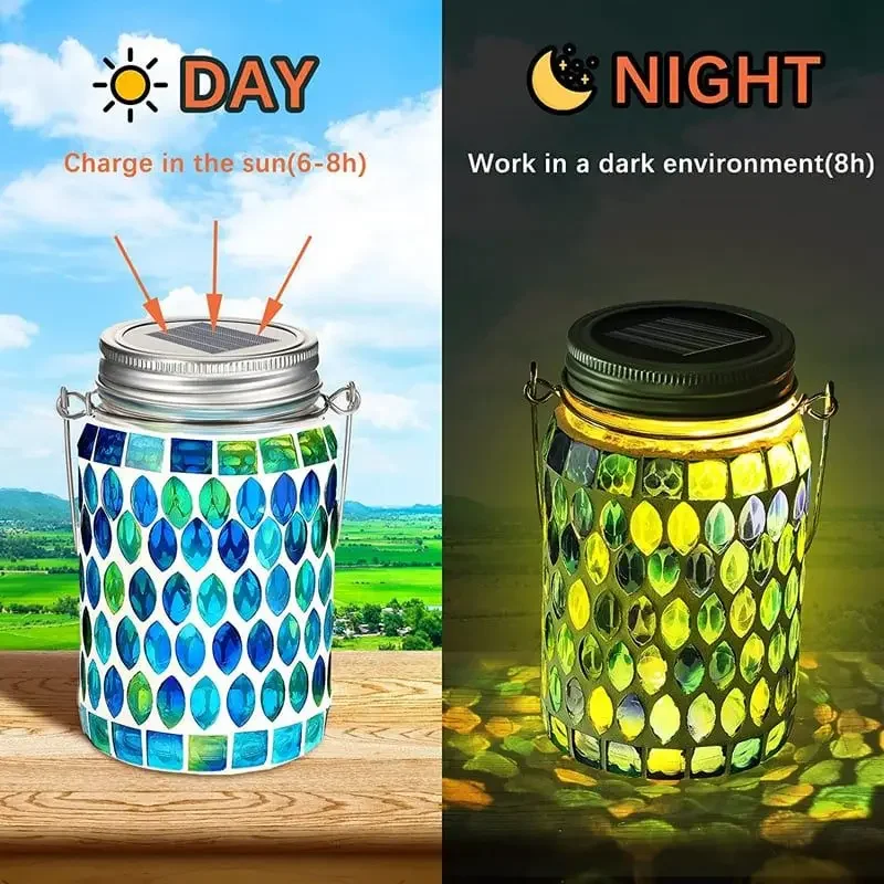 

Mosaic Waterproof Solar Night Lanterns Outdoor Lawn Ambient Lighting Lamp IP65 Waterproof Portable Long Duration Lighting