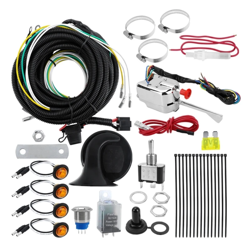 462A Waterproof Turn Switches Set Includes 4 LED Lights & Horn For Auto Upgrades