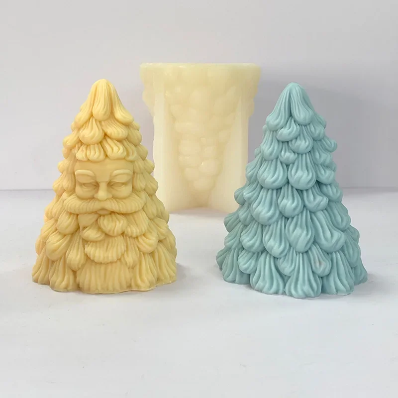 Christmas Tree Santa Claus Aromatherapy Gypsum Silicone Mold DIY 3D Santa Claus Aromatherapy Candle Mold Cake Making Tool