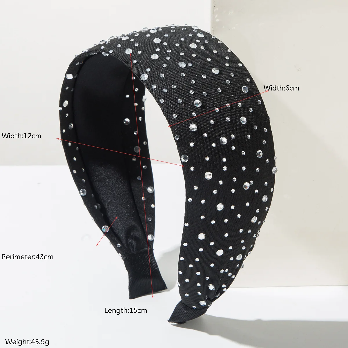 Starry Sky Raindrops Black Cloth Widen Hair Band Multi Shine Crystal Dot Dating Hair Accessories Polka Dots Zircon Hair Hoops view 2