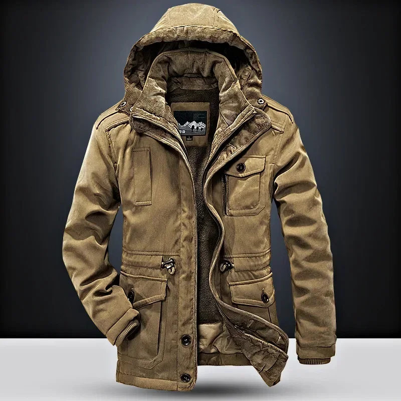 Men Military New Jacket Parkas Winter Men's Pile Jacket Outdoor Coat Men's Thermal Hooded Casual New Coat Thermal Thick Jacket