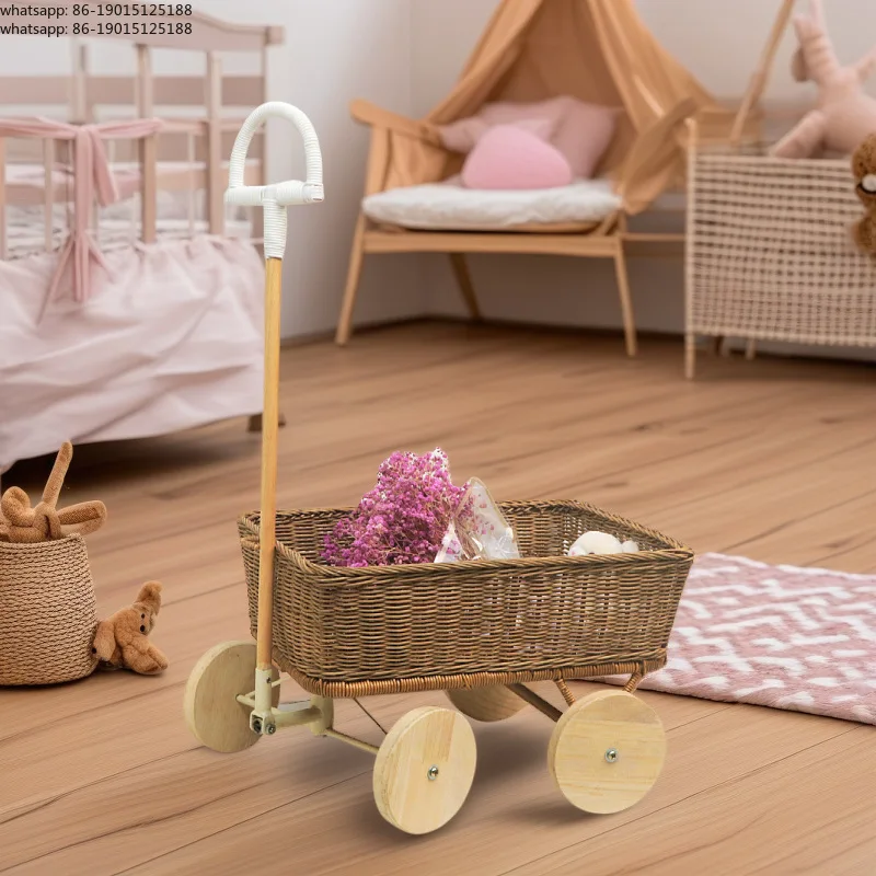 

Nordic Woven Storage Cart Children's Toys Organize Baskets Hand Woven Home Decorative Cart Exquisite and Durable Storage Baskets